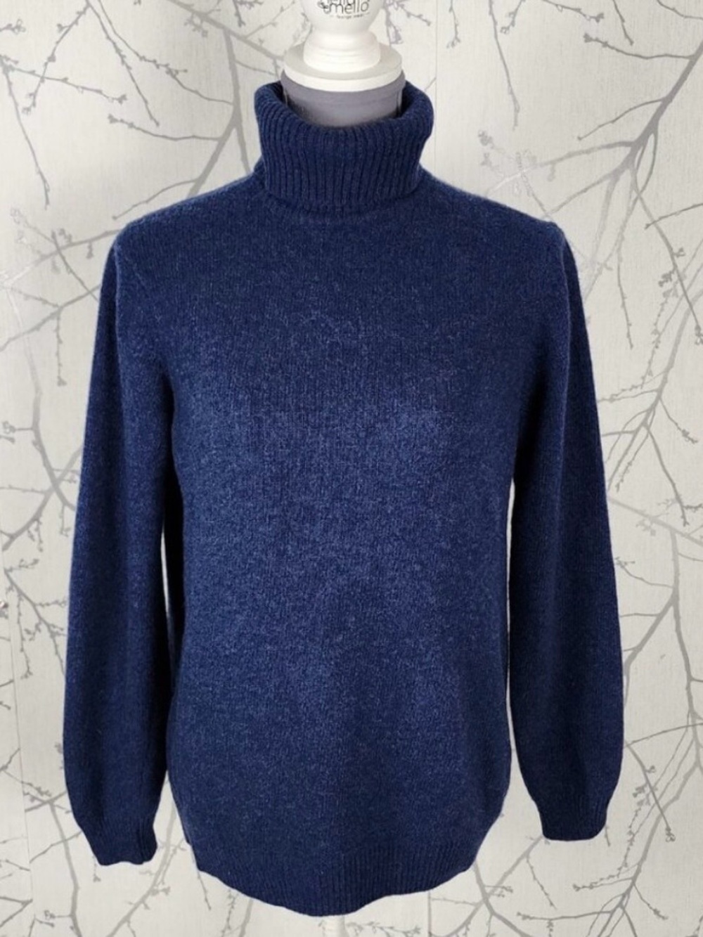 Woolovers Navy 100% Lambswool Turtleneck Sweater Cozy - Size M